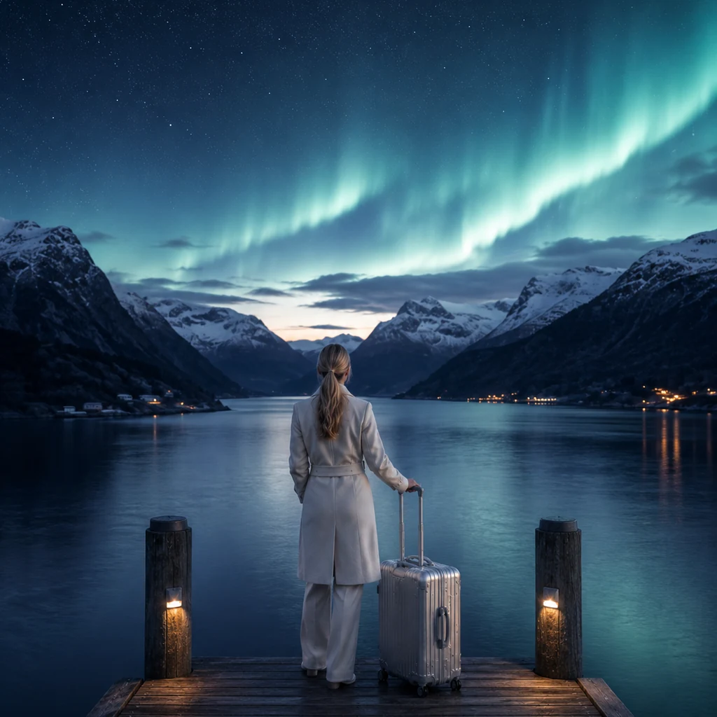 Kaldt sølvlys over fjord og luksusreiseplanlegging